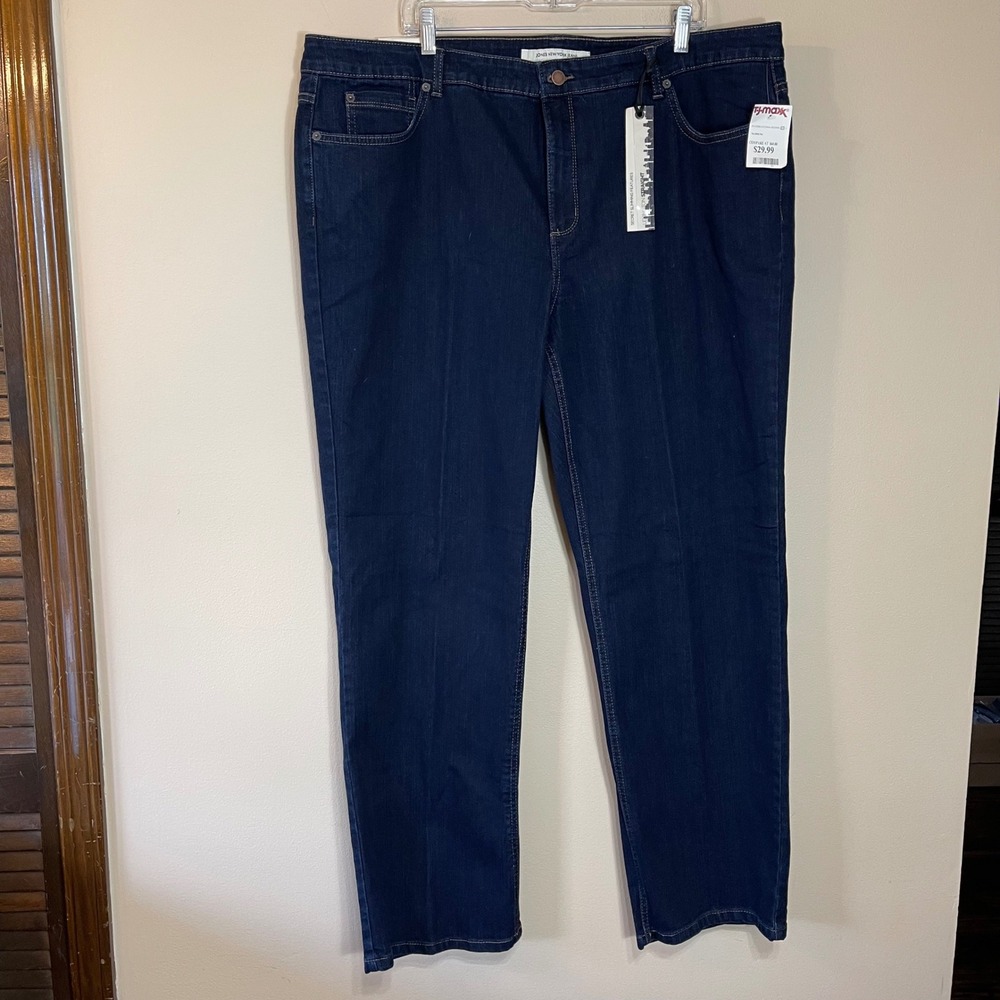 Jones New York Lexington Straight Jeans 22W Dark Wash Secret Slimming Plus Size